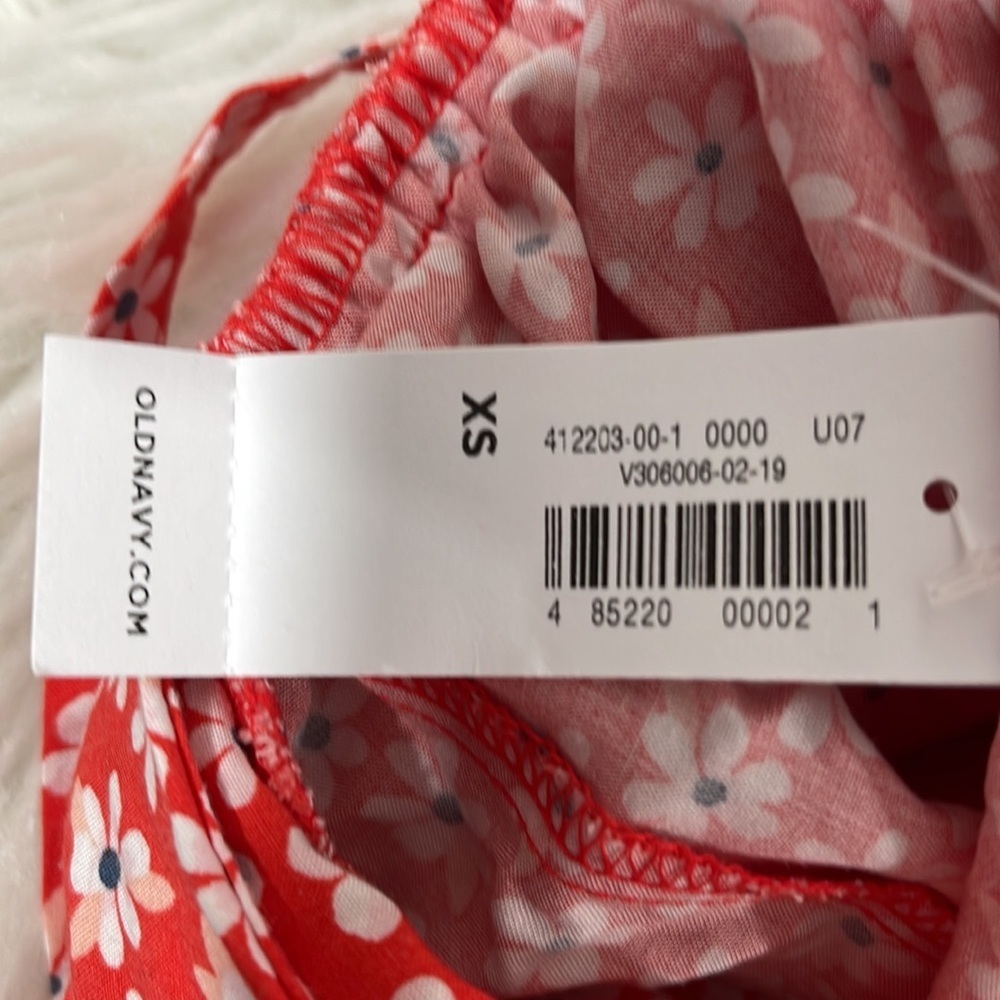 OLD NAVY RED FLORAL WAIST-DEFINED TIE-FRONT CAMI JUMPSUIT SIZE XS NEW - Picture 9 of 10
